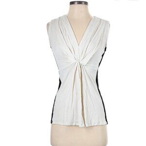 Vince Camuto White Sleeveless Tie Front Blouse